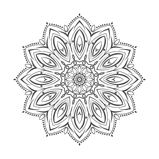 Vector diseño de mandala ornamental en blanco y negro