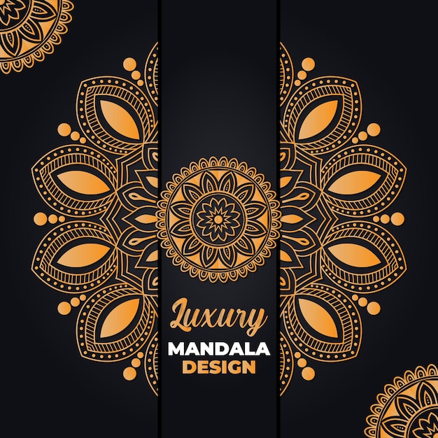 Diseño de mandala ornamental y de boda de lujo y fondo islámico en color dorado