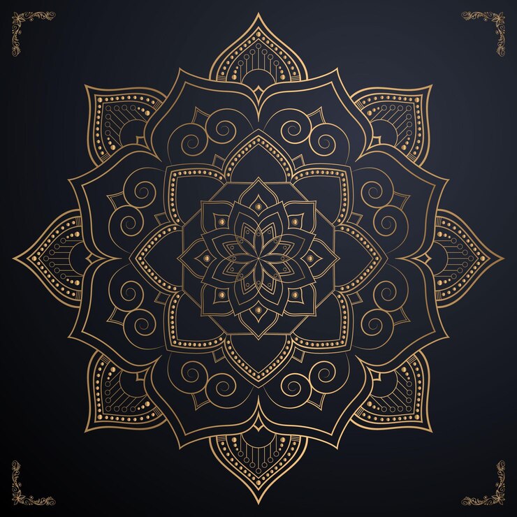 Diseño de mandala ornamental de lujo fondo en color oro patrón arabesco dorado árabe islámico