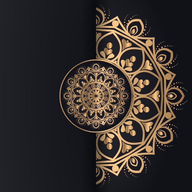 Vector diseño de mandala ornamental de lujo fondo en color oro