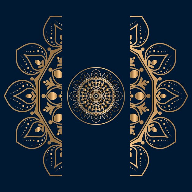 Vector diseño de mandala ornamental de lujo fondo en color oro