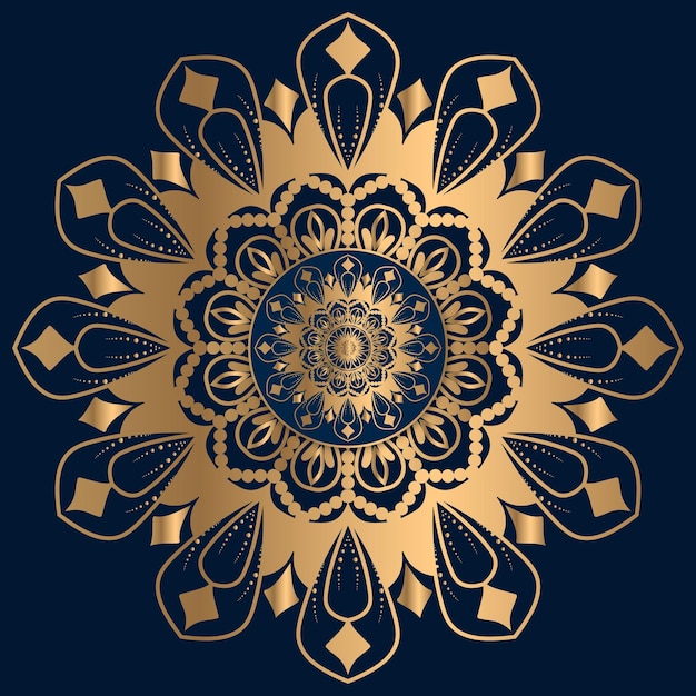 diseño de mandala ornamental de lujo fondo en color oro