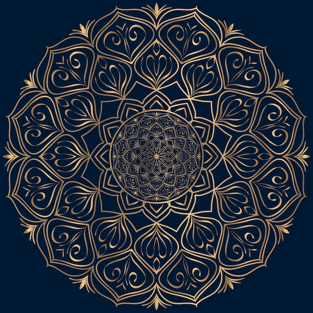 diseño de mandala ornamental de lujo fondo en color oro