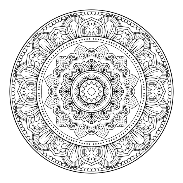 Diseño de mandala ornamental de lujo para libro de colorear y fondo