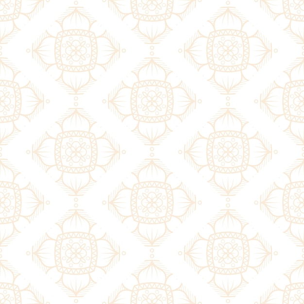 Diseño de mandala ornamental de lujo de patrones sin fisuras en color dorado