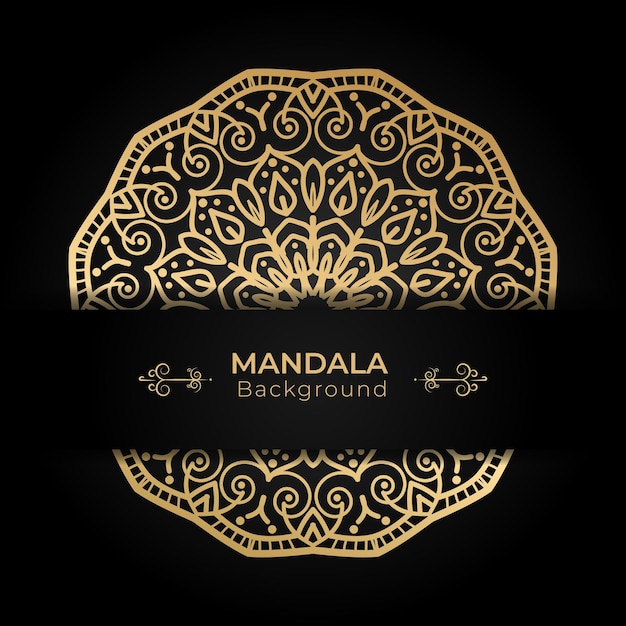 Diseño de mandala ornamental de lujo sobre fondo oscuro