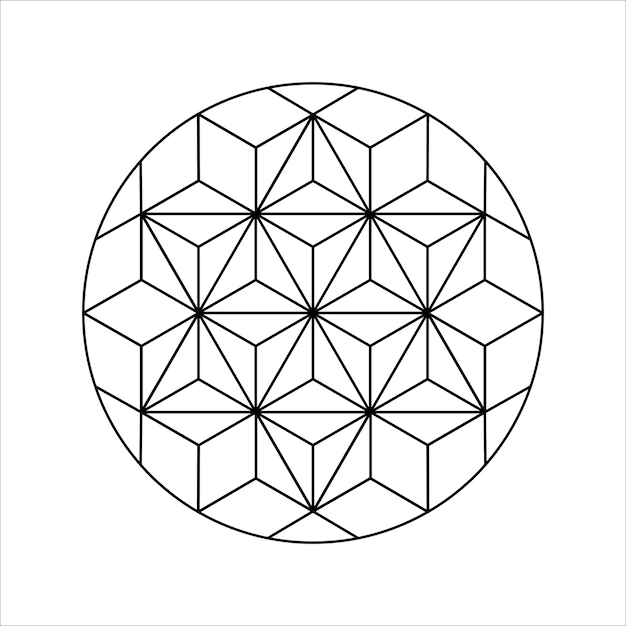 Diseño de mandala de ornamento de triángulo redondo geométrico para libro para colorear
