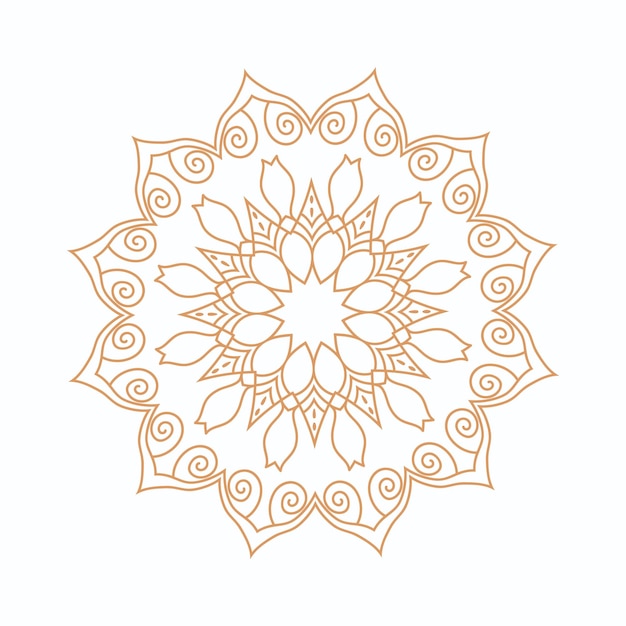 Diseño de mandala de oro para libros de colorear de yoga pegatinas textiles aisladas sobre fondo blanco