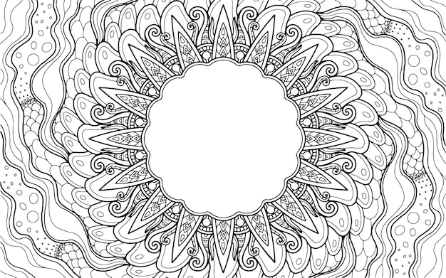 Diseño de mandala de página para colorear con espacio de texto