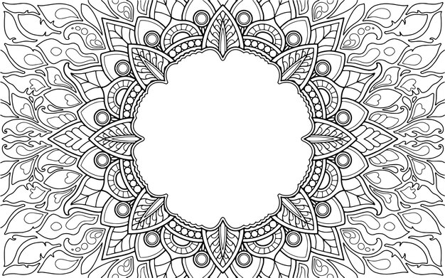 Diseño de mandala de página para colorear con espacio de texto