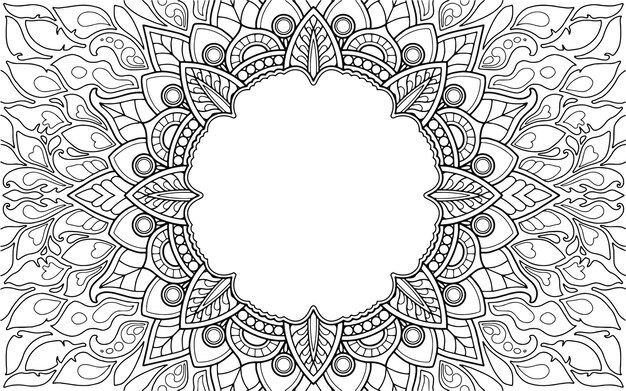 Diseño de mandala de página para colorear con espacio de texto