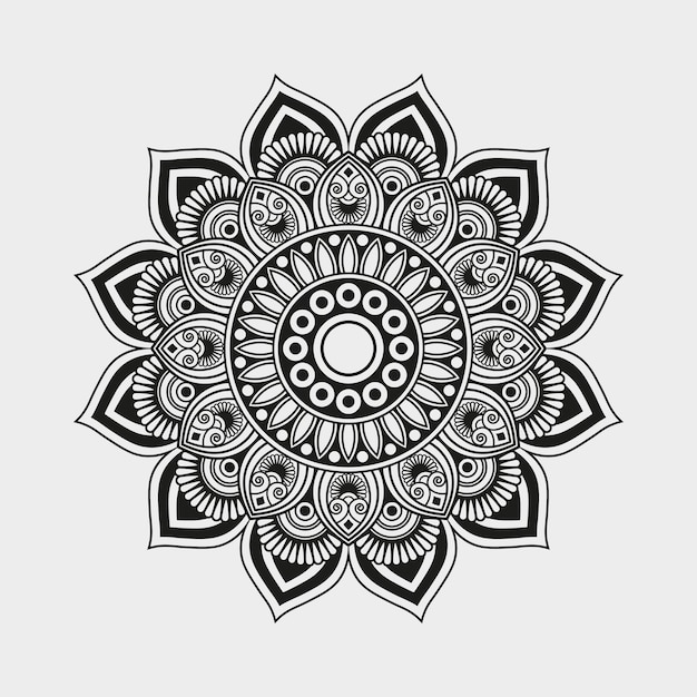 Vector diseño de mandala de patrón blanco y negro decorativo sin costuras de corte por láser floral lineal vectorial