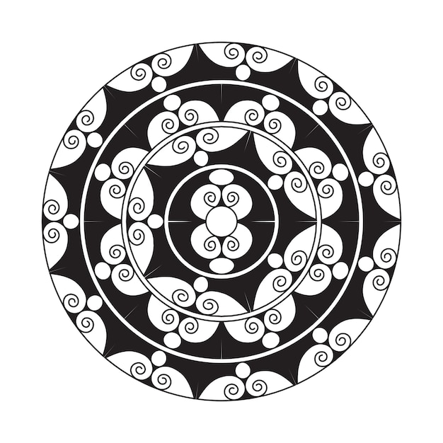 Diseño de mandala Patrón decorativo Decoración Copo de nieve en negro Diseño de patrón de flores