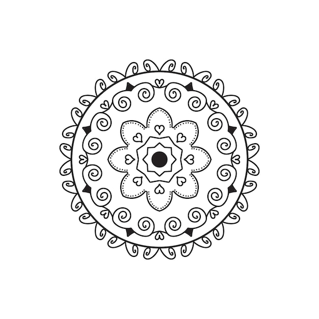 Diseño de mandala de patrón decorativo Mandala fácil Mandala contorno en blanco y negro Mandala para páginas para colorear