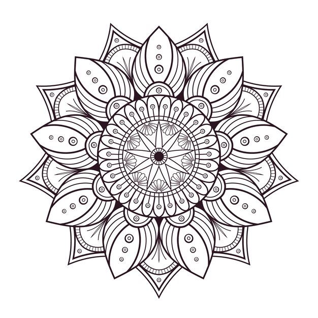 Diseño de mandala de patrón ornamental floral para colorear página