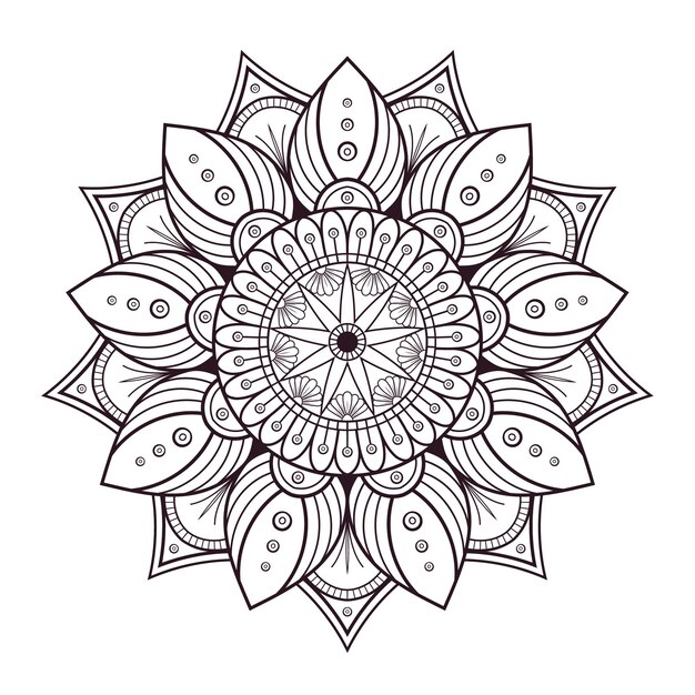 Diseño de mandala de patrón ornamental floral para colorear página