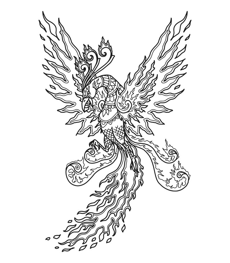 Vector diseño de mandala de phoenix para colorear diseño de libro o camiseta