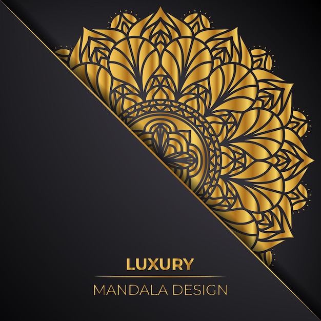 Diseño de mandala premium con decorativos dorados para imprimir