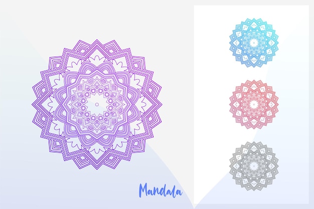 Vector diseño de mandala púrpura degradado creativo