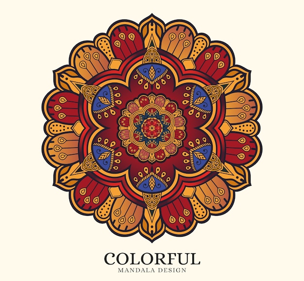 Diseño de mandala real de lujo colorido con hermoso degradado