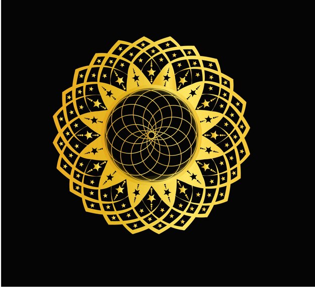 Diseño de mandala redonda dorada