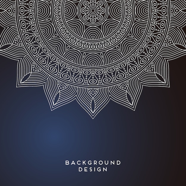 Diseño de mandala sobre fondo azul