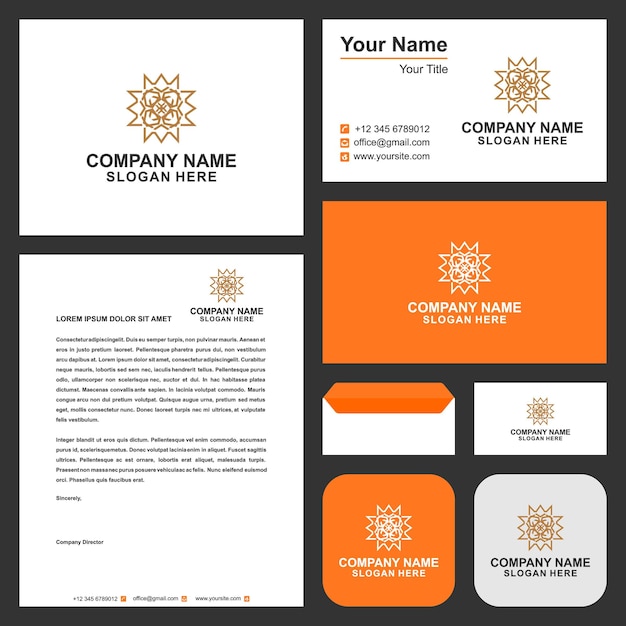 Diseño de mandala y tarjeta de visita Vector Premium