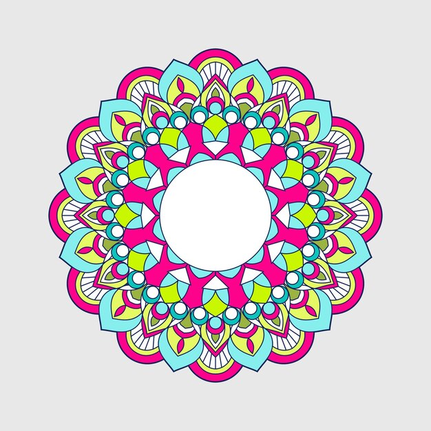 Diseño de mandala de vector de patrón colorido y floral