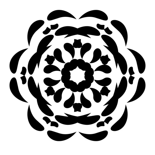 Diseño de mandala vectorial en blanco y negro