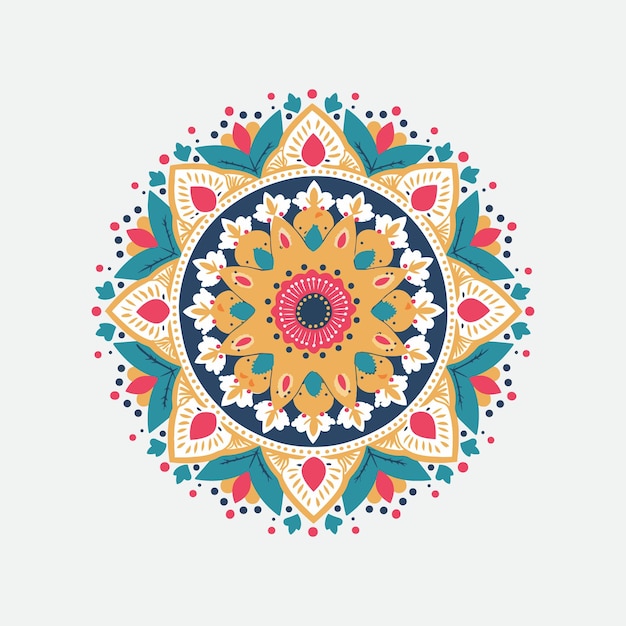 Diseño de mandala vibrante para uso decorativo El diseño de mandala presenta un patrón intrincado simétrico