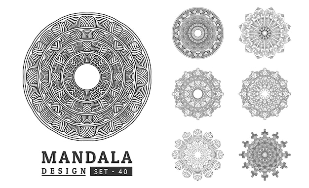 Diseño de mandalas de flores en blanco y negro Nuevo dibujo vectorial de arte de mandalas