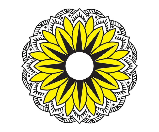un diseño de Mandela que tiene un círculo marrón en él