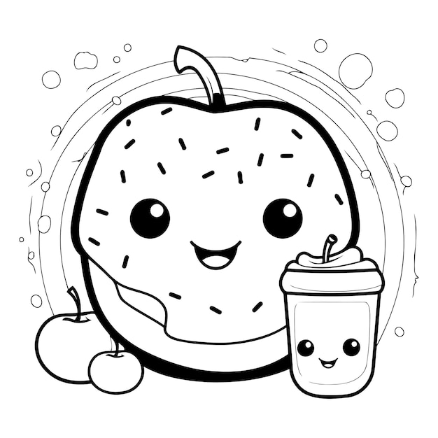 Diseño de manzana con jugo y cereza Fruta comida orgánica saludable dulce y tema de la naturaleza Ilustración vectorial