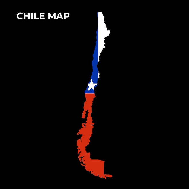 Vector diseño de mapa de la bandera nacional de chile ilustración de la bandera del país de chile dentro de la imagen vectorial del mapa