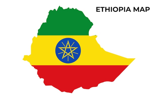 Diseño de mapa de la bandera nacional de Etiopía Ilustración de la bandera del país de Etiopía dentro de la imagen vectorial del mapa