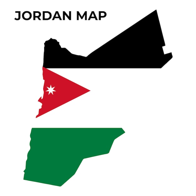 Diseño de mapa de la bandera nacional de Jordania Ilustración de la bandera del país de Jordania dentro de la imagen vectorial del mapa