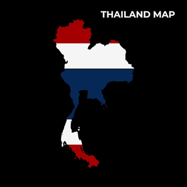 Diseño de mapa de bandera nacional de Tailandia Ilustración de la bandera de país de Tailandia dentro de la imagen vectorial del mapa