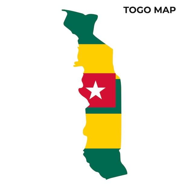 Diseño de mapa de la bandera nacional de Togo Ilustración de la bandera del país de togo dentro de la imagen vectorial del mapa