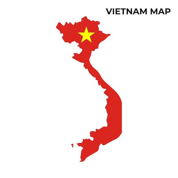 Diseño de mapa de la bandera nacional de vietnam ilustración de la bandera del país de vietnam dentro de la imagen vectorial del mapa