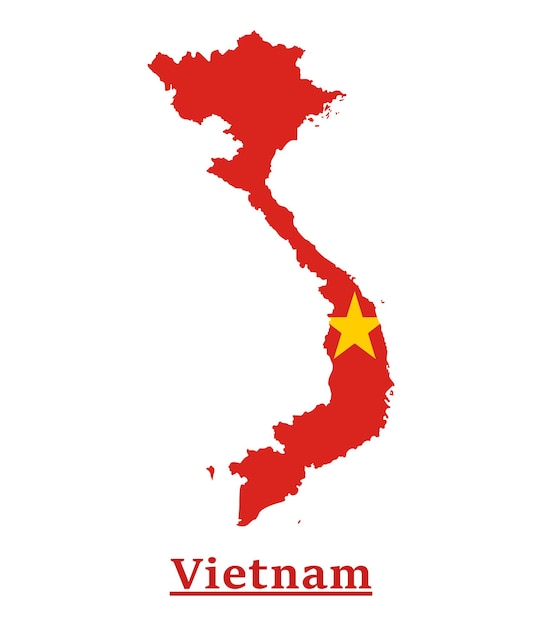 Vector diseño del mapa de la bandera nacional de vietnam, ilustración de la bandera del país de vietnam dentro del mapa