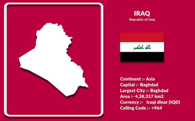 Diseño de mapa de irak en estilo 3d con bandera nacional