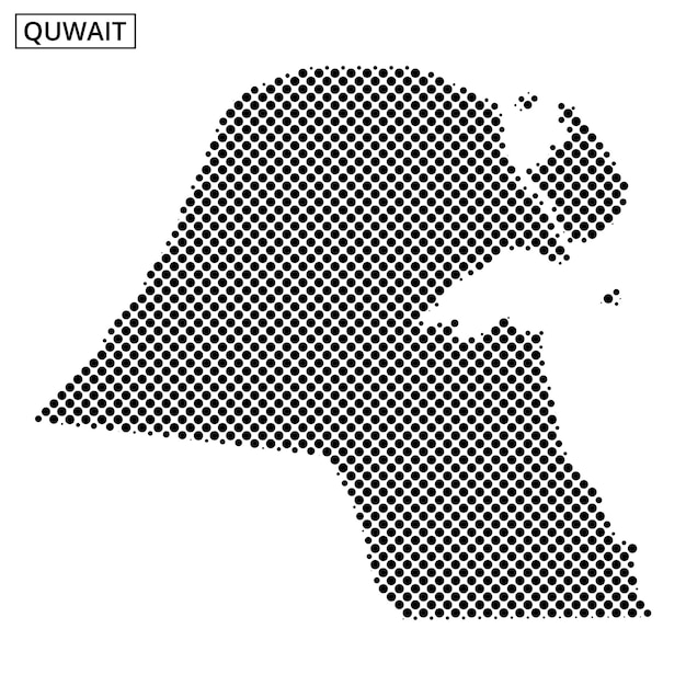 Diseño del mapa de Kuwait que muestra un patrón de puntos para una representación creativa
