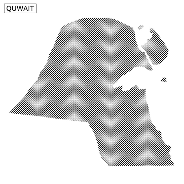 Diseño del mapa de Kuwait que muestra un patrón de puntos para una representación creativa