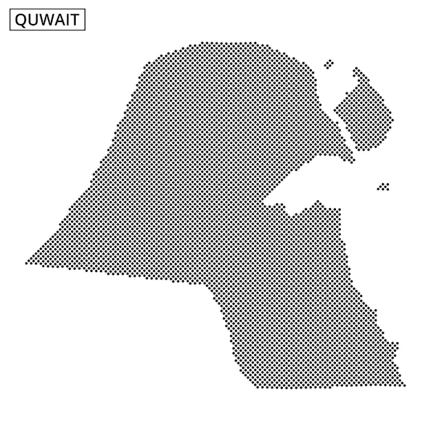 Diseño del mapa de Kuwait que muestra un patrón de puntos para una representación creativa