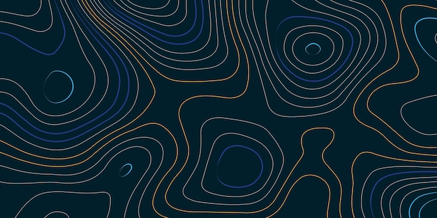 Diseño del mapa de topografía de línea azul de onda Grilla de contorno del mapa de línea curva Forma geométrica de bandera ondulada