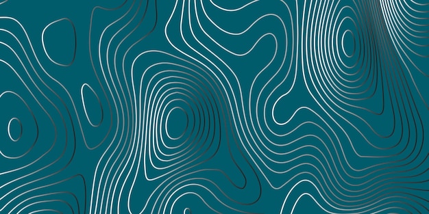 Diseño del mapa de topografía de línea azul de onda Grilla de contorno del mapa de línea curva Forma geométrica de bandera ondulada