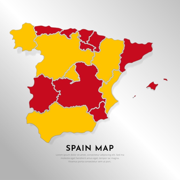 Vector diseño de mapas de españa moderno silueta vectorial vector de mapas de españa del mundo colorido