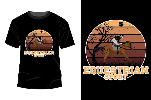 Diseño de maqueta de camiseta de deporte ecuestre vintage retro