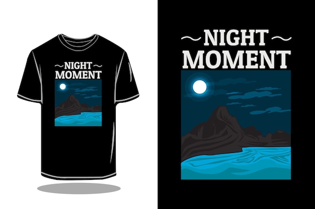 Diseño de maqueta de camiseta de ilustración de momento nocturno