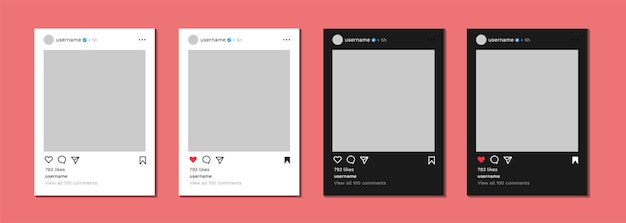 Vector diseño de maqueta de marco de publicación de feed de instagram plantilla de maqueta de vector de feed de publicación de instagram